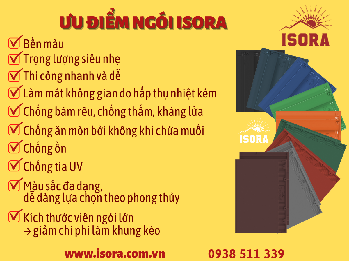 uu điểm của ngói màu lợp nhà isora