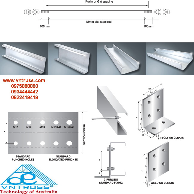 xà gồ thép mạ nhôm kẽm vntruss