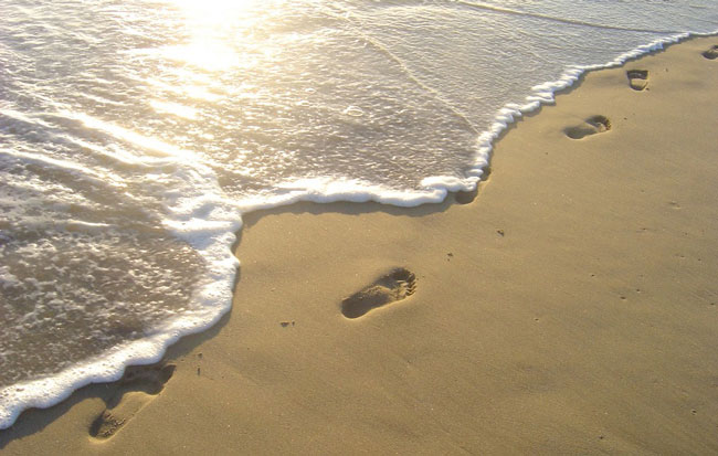 Chạy trên bờ cát hằn lại viết chân