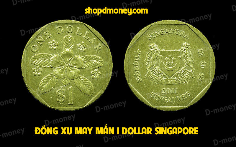 Đồng xu may mắn 1 đô la Singapore phong thủy