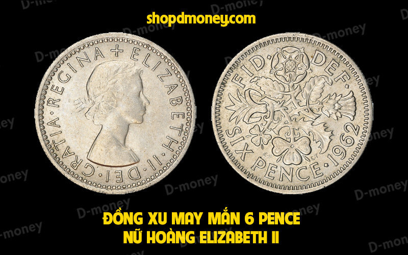 Đồng xu may mắn 6 pence Elizabeth II