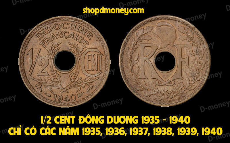 xu 1/2 cent indochine đồng
