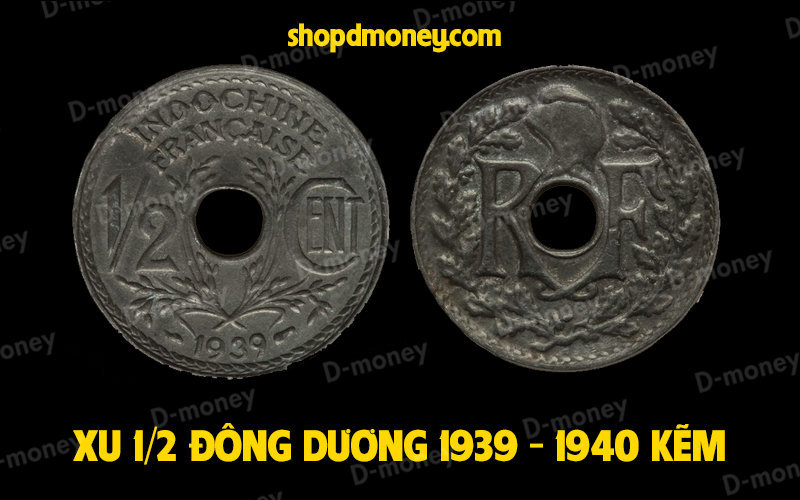 xu 1/2 cent indochine kẽm