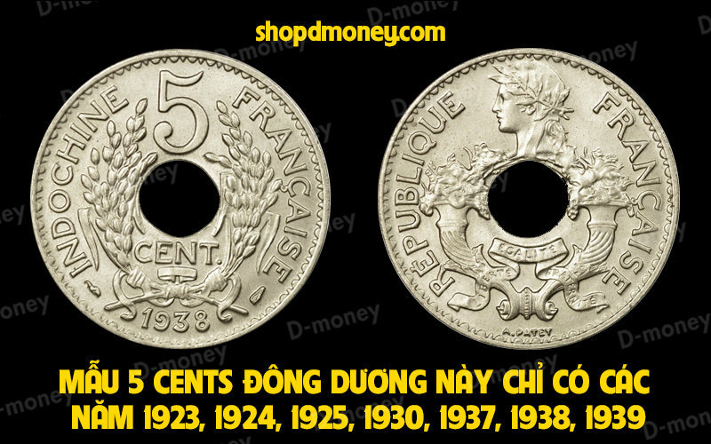 xu 5 cent indochine 1923 - 1939