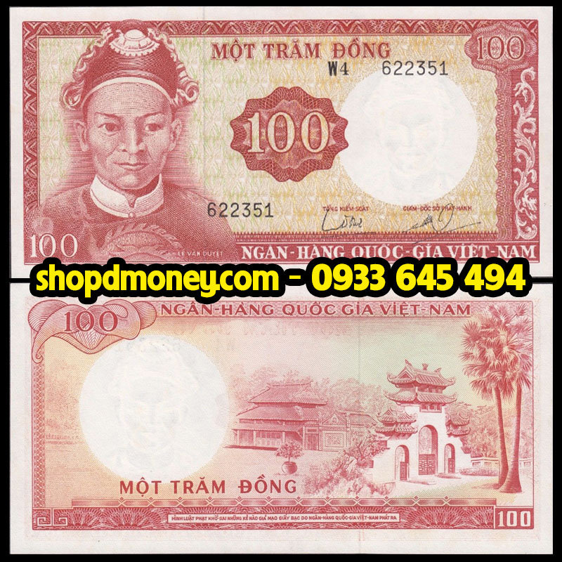 tờ tiền 100 đồng lê văn duyệt 1966