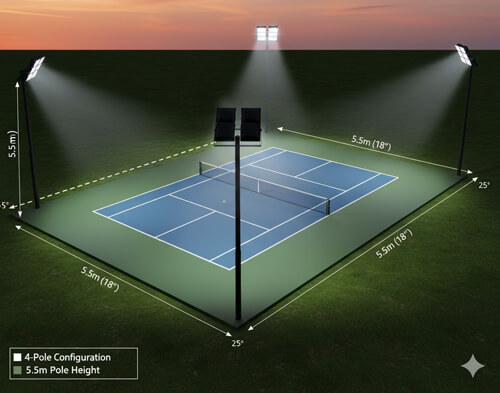 Hướng dẫn cách bố trí đèn sân pickleball ngoài trời