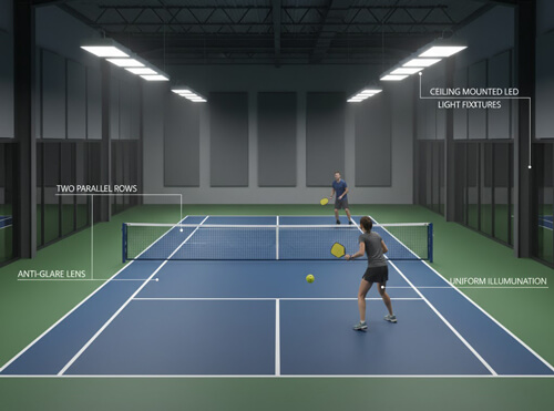 Hướng dẫn cách bố trí đèn sân pickleball trong nhà