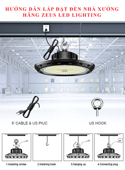Hướng Dẫn Lắp Đặt Đèn LED Nhà Xưởng Highbay UFO 200W Zeus