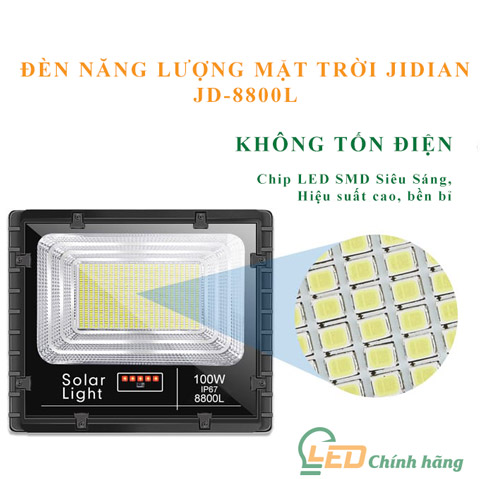 Đèn pha năng lượng mặt trời 100W Jindian JD-8800L