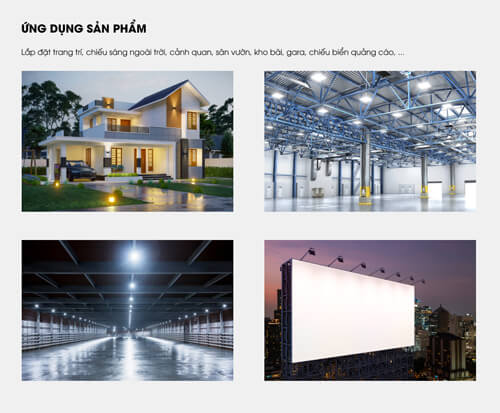 Ứng dụng đèn Pha NLMT Rạng Đông