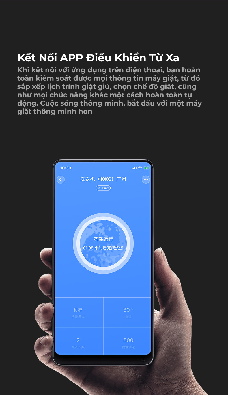 Máy Giặt Chuyển Đổi Tần Số Tự Động 10kg Xiaqomi Viomi