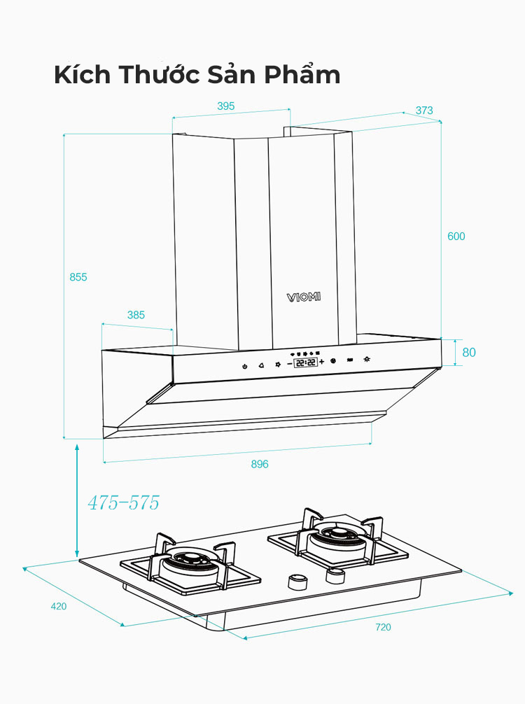 Bếp Gas+Hút Khói Xiaomi Viomi Yunmi