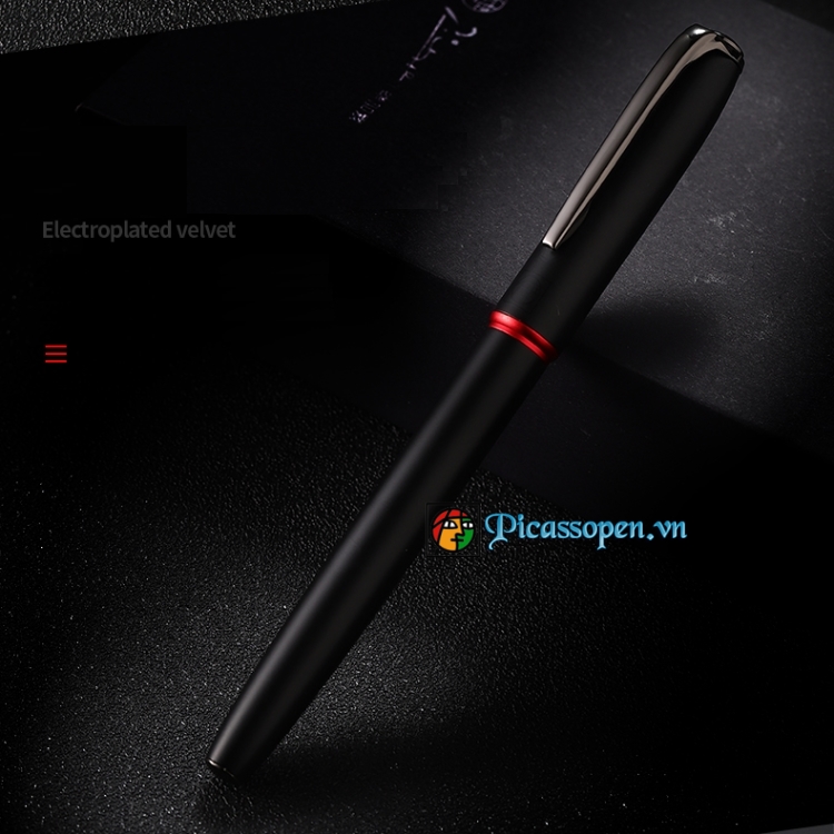 Bút cao cấp Picasso 916 thân bút màu đen nhám viền đỏ
