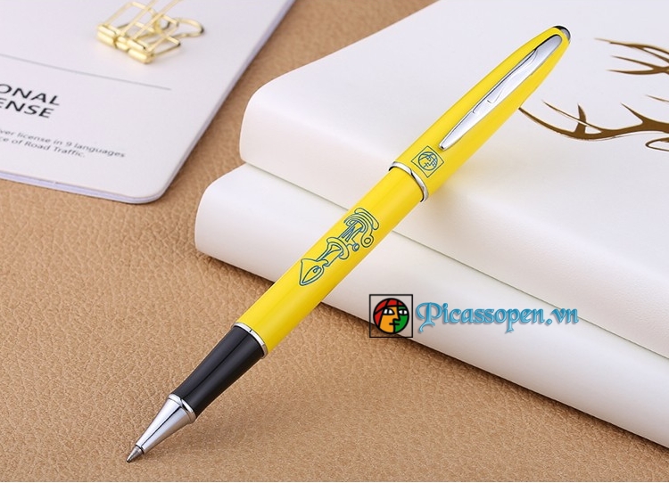 Bút dạ bi Picasso 606 thân bút màu vàng chanh