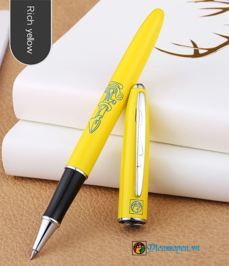 Bút dạ bi cao cấp Picasso 606 thân bút màu vàng chanh
