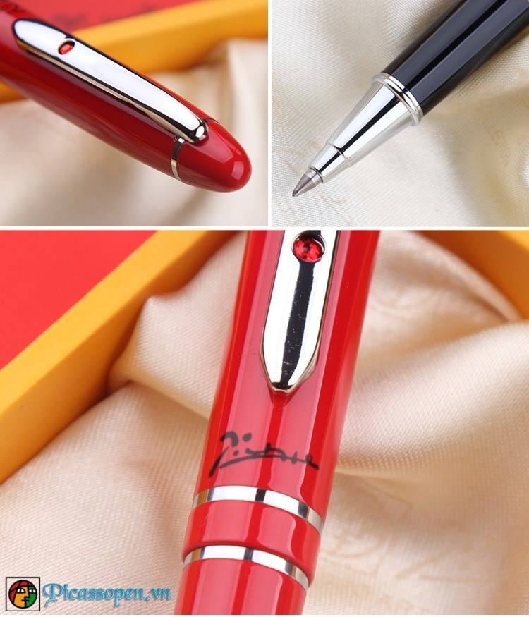 Chi tiết thiết kế bút dạ bi Picasso 608 màu đỏ