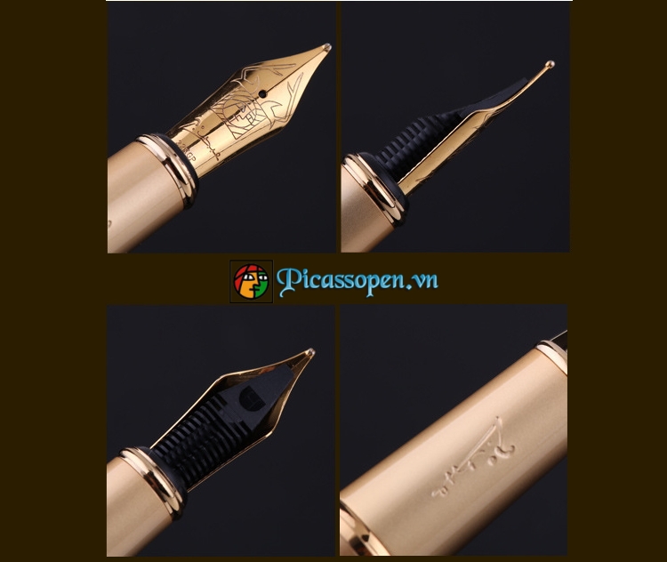 Cấu tạo bút máy Picasso 916 màu đen cài vàng
