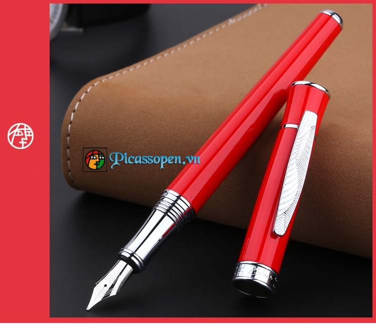Bút máy Picasso 607 màu đỏ, cỡ ngòi 0.5mm