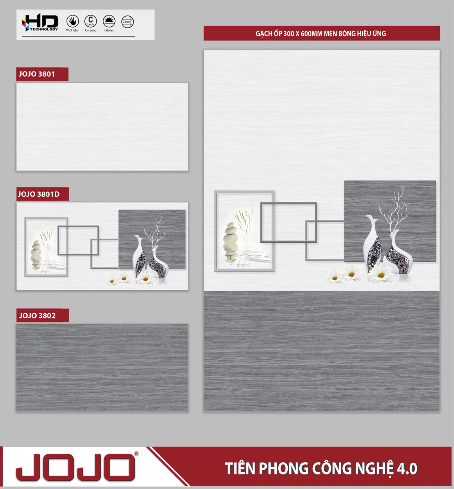 GẠCH ỐP TƯỜNG JOJO 30x60: JOJO3801-01D-02 GẠCH ỐP TƯỜNG JOJO 30x60: JOJO3801-01D-02