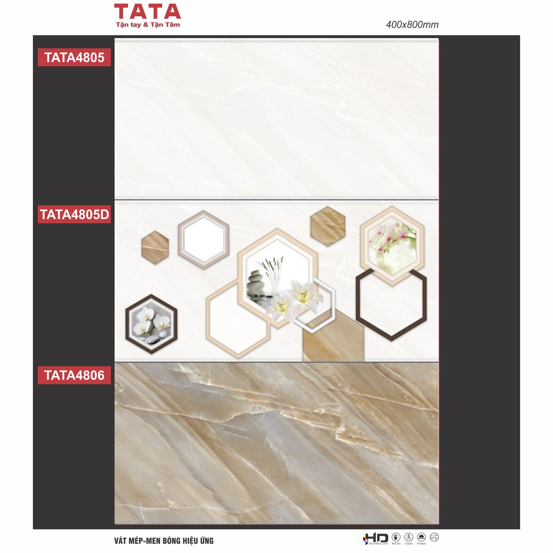 GẠCH ỐP TƯỜNG TATA 40x80: TATA4805 05D 06 GẠCH ỐP TƯỜNG TATA 40x80: TATA4805 05D 06