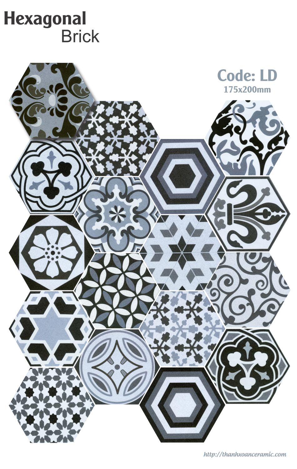 GẠCH LỤC GIÁC NK 175x200 PORCELAIN: LD GẠCH LỤC GIÁC NK 175x200 PORCELAIN: LD
