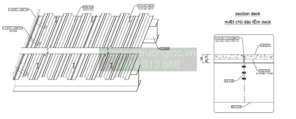 Bản vẽ cấu tạo sàn deck tiêu chuẩn