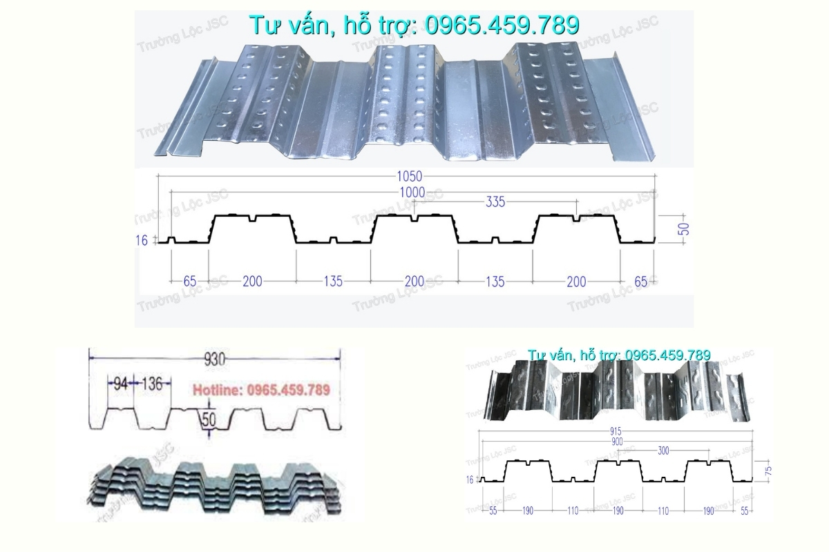 các biên dạng sóng sàn deck khác nhau có đơn báo giá sàn deck khác nhau