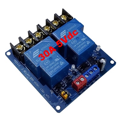 30A 5Vdc 2 relay module with optocoupler HTC