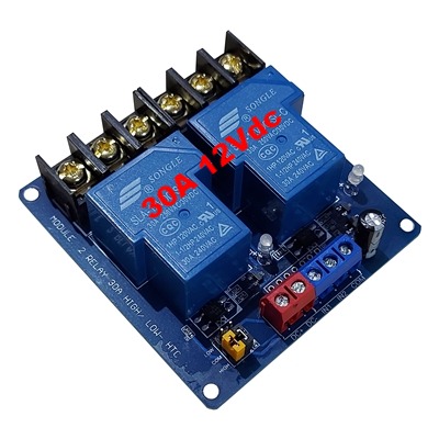 30A 12Vdc 2 relay module with optocoupler HTC