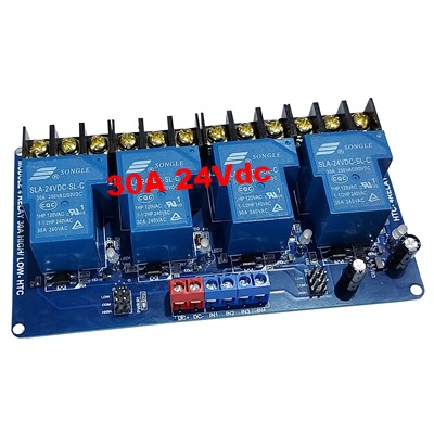 30A 24Vdc 4 relay module with optocoupler HTC