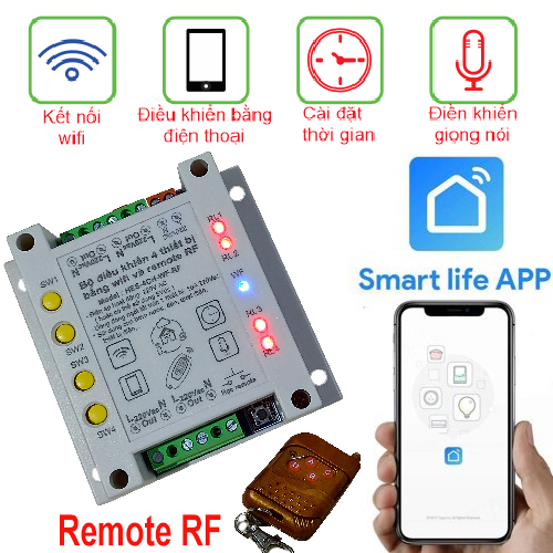 Smart Switch 4CH WiFi APP Smart Life + Remore RF