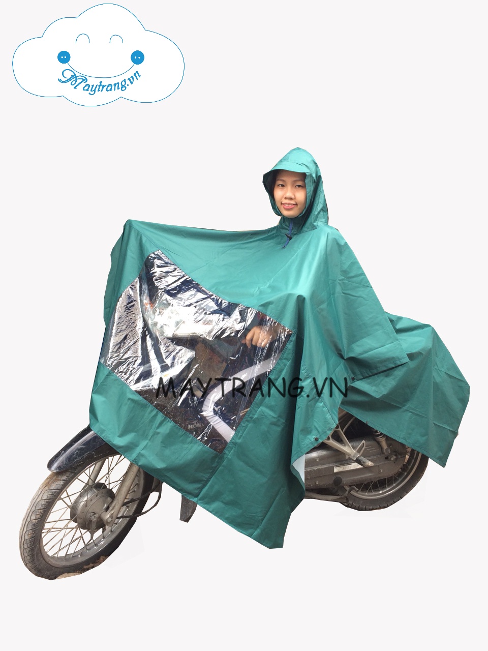 Áo Mưa Cánh Dơi Vải Dù - Hết Khổ - Xanh Rêu