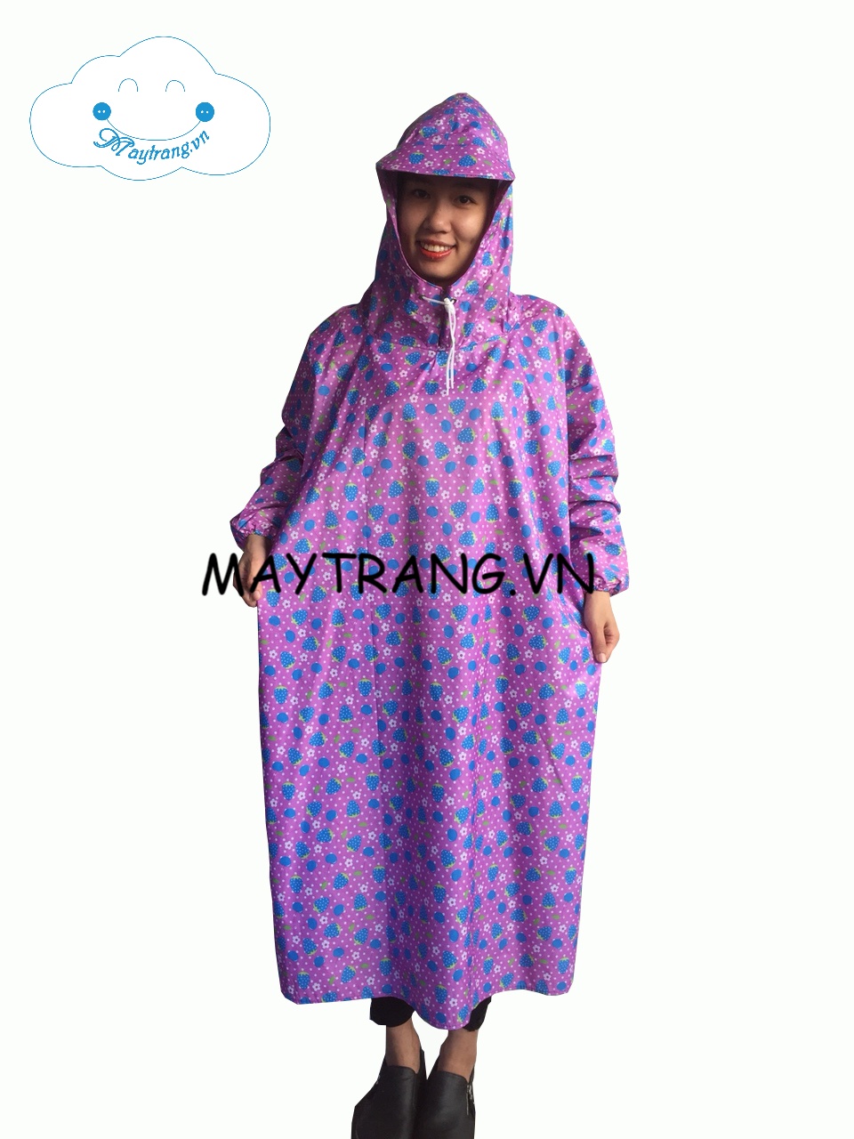 ÁO MƯA KHÔNG XẺ TÀ - VẢI DÙ CAO CẤP - DÂU XANH