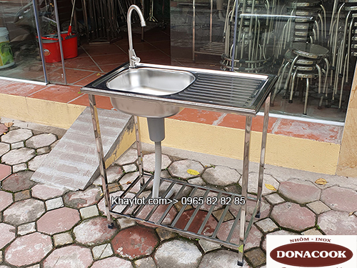 chậu rửa inox 1 hố, 1 bàn