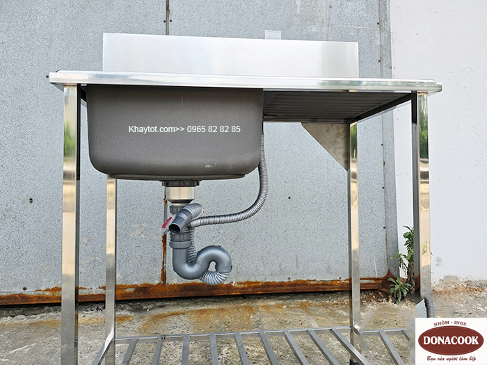 Chậu 1 hỗ inox có chân chắc chắn