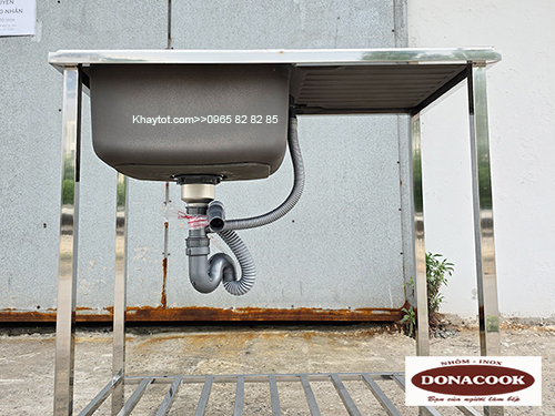 Chậu rửa inox 1 hố, 1 bàn, 1 chân