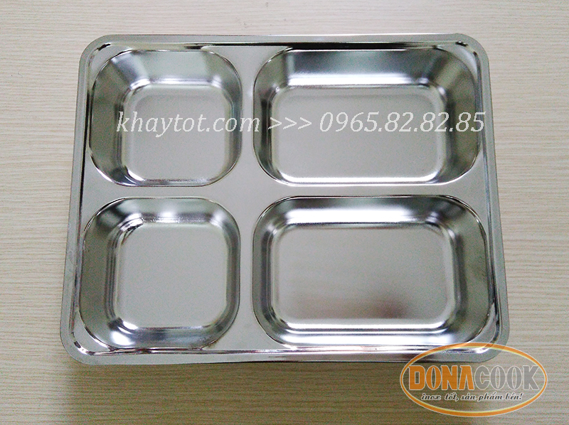 Khay inox 4 ngăn sâu lòng