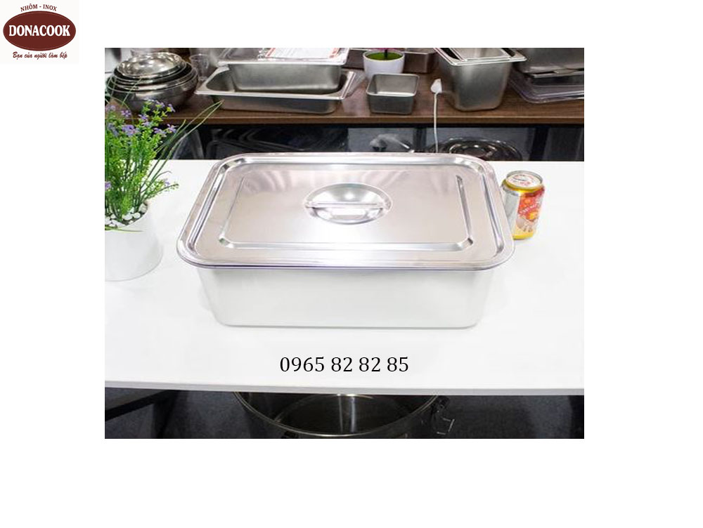 KHAY INOX 30X40X7CM CÓ NẮP INOX