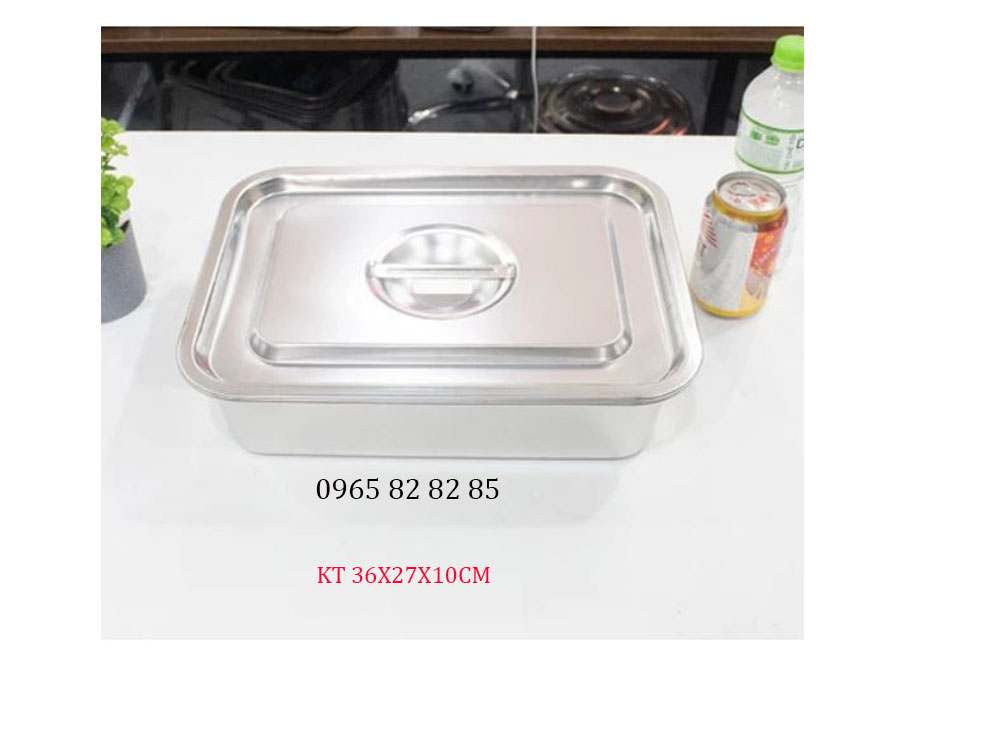 khay inox 36x27x10cm có nắp inox