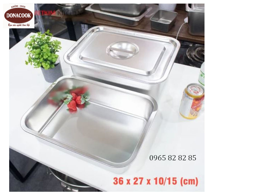 khay inox đựng đồ 36x27x10cm