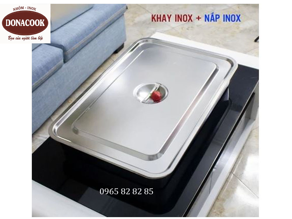 khay inox 40x60x15cm có nắp inox