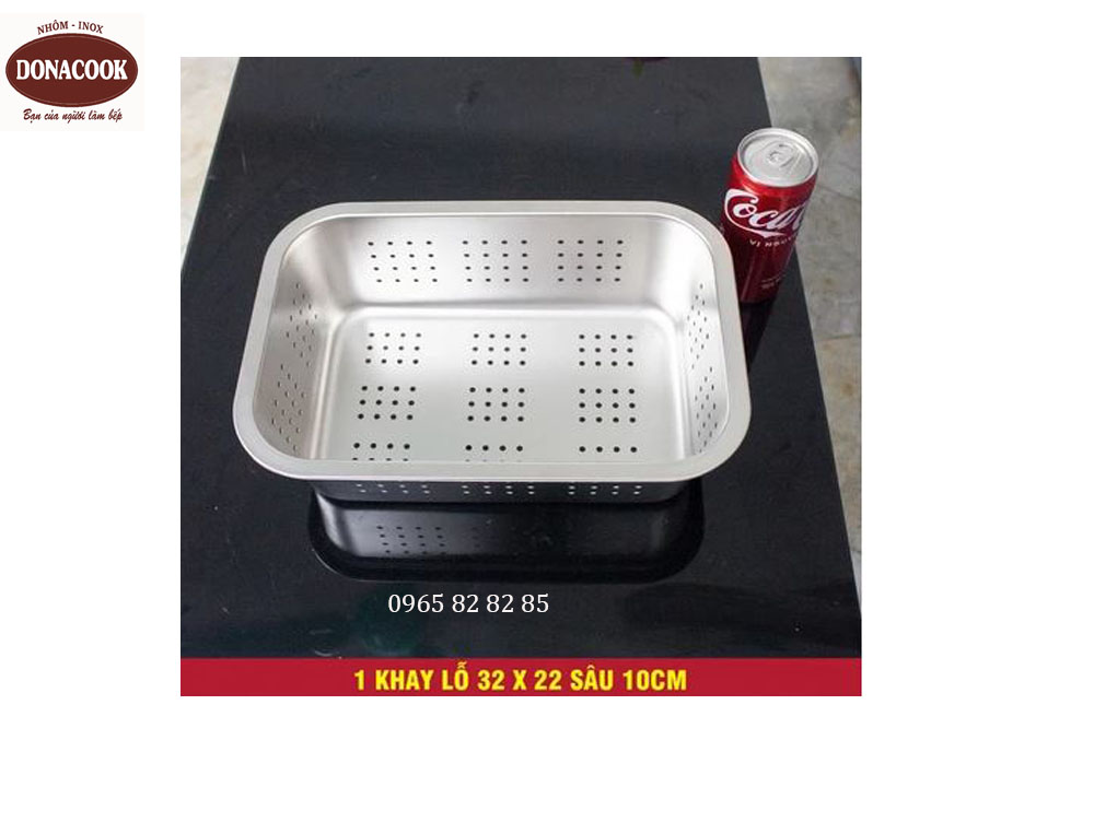 KHAY INOX ĐỤC LỖ KT 32X22X10CM