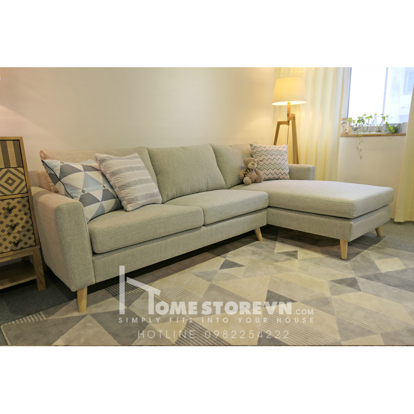 Sofa góc L tay thẳng dài 2m4