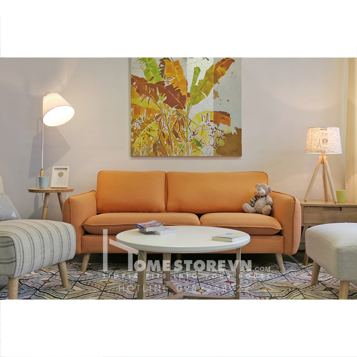 Sofa tay thẳng tròn, tựa rời lệch (dài 1m8 x sâu 86cm x cao 81cm)