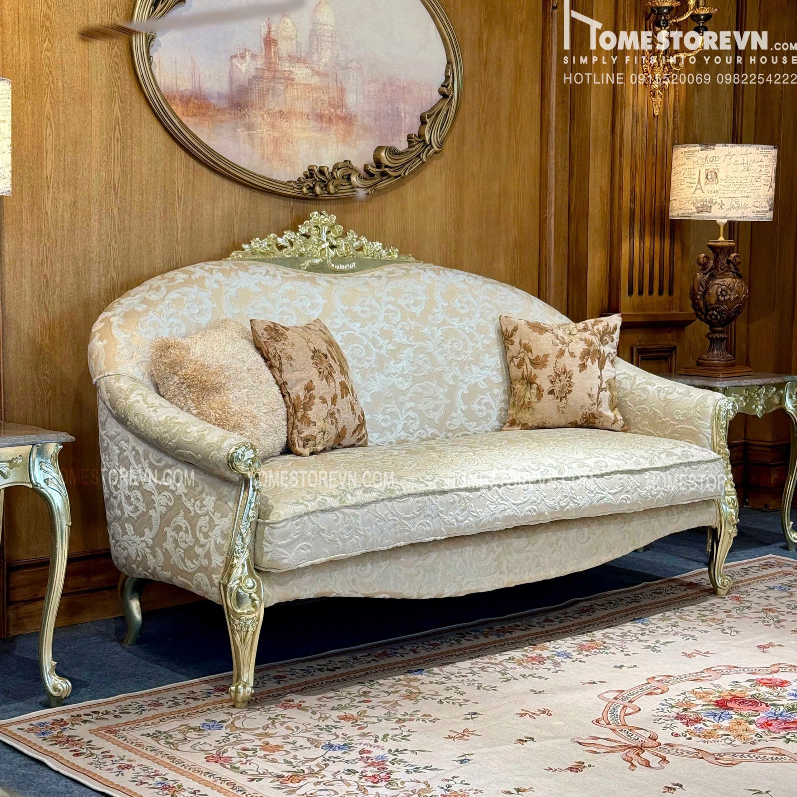 Sofa cổ điển dát vàng 2m