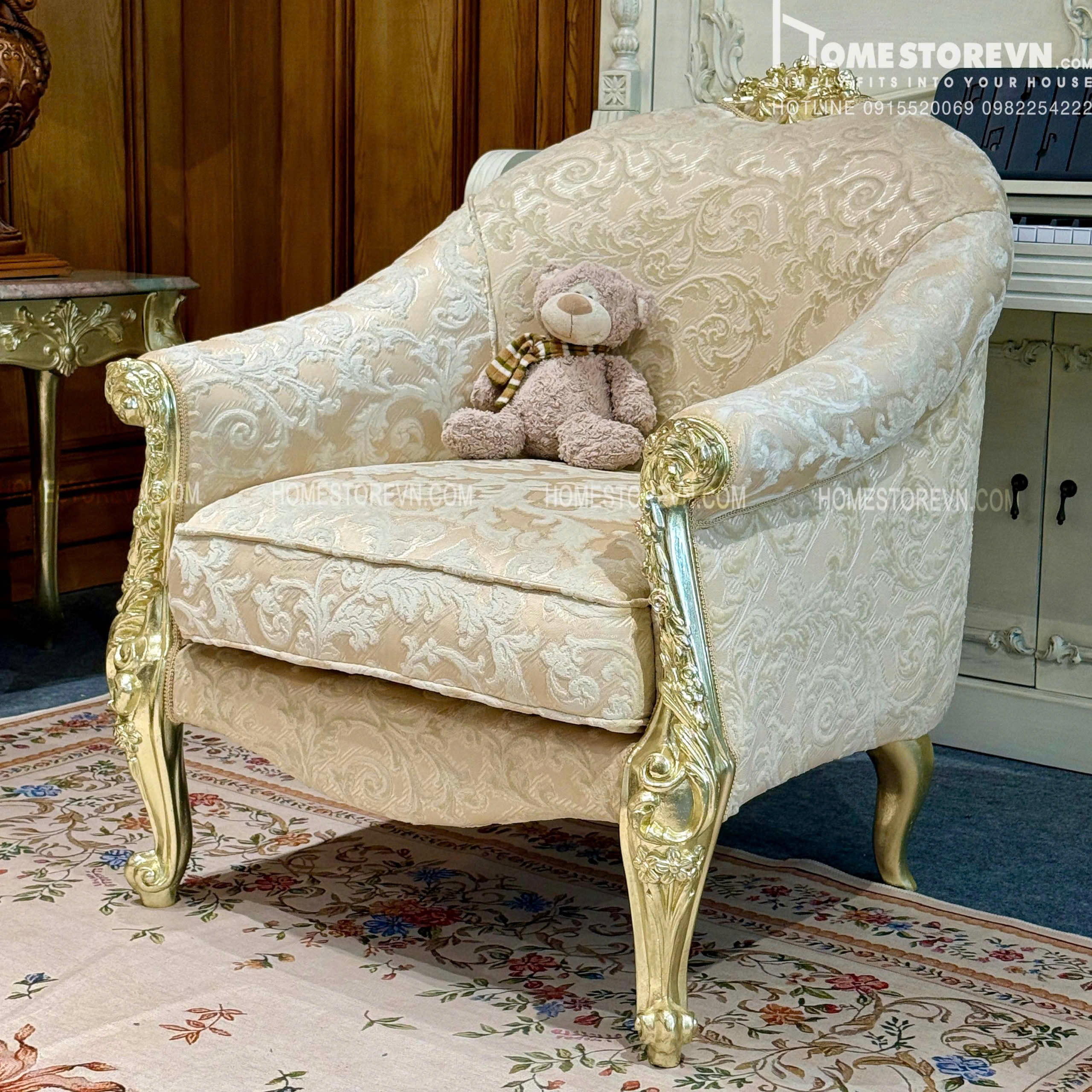 Sofa đơn dát vàng