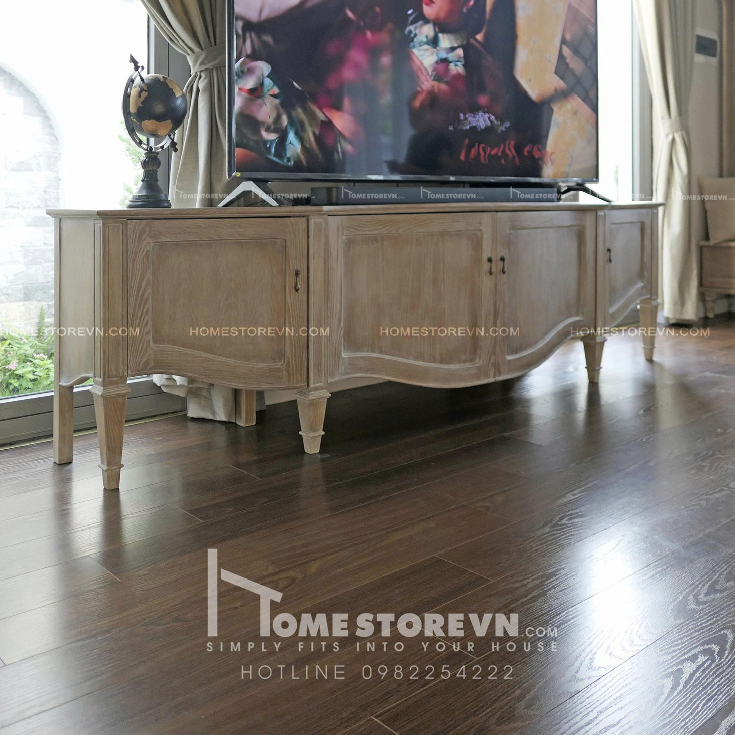 Kệ tivi nâu pháp cổ điển - 1m8 - KTV4