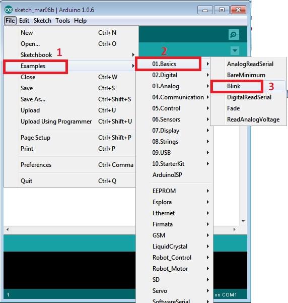 chương trình mẫu của arduino IDE
