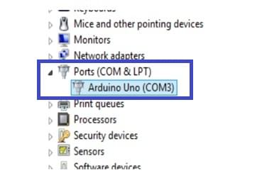 chọn cổng COM cho arduino uno r3