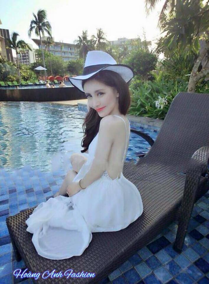 Đầm maxi cổ chữ V phối ren hở lưng #MX277T